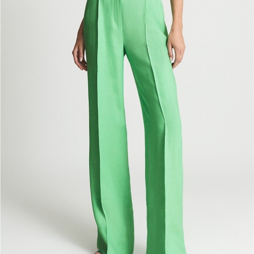 EUC Reiss Gracey Green Wide Leg Tailored Trousers